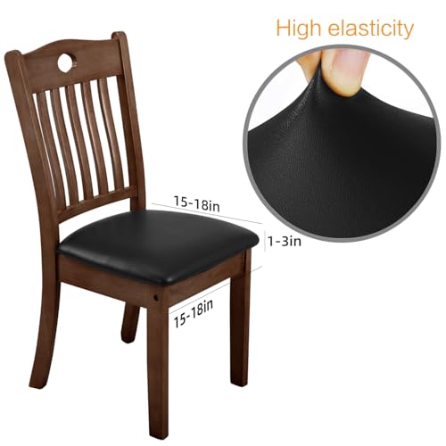 Image of YISUN Chair Seat Covers Set of 6, Pu Leather Waterproof Dining Room Chair Covers, Stretch Chair Cover for Dining Room Chair Protector Slipcover for Kitchen, Hotel (Pu Black, 6)