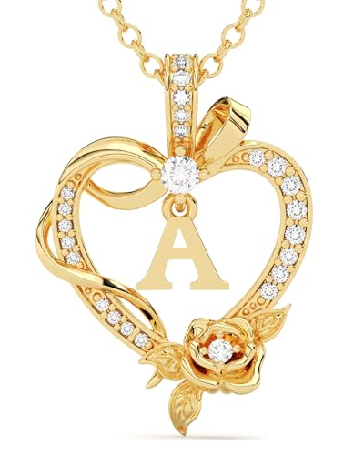 AGZBT Initial Heart Necklace Gift for Women – 14K...