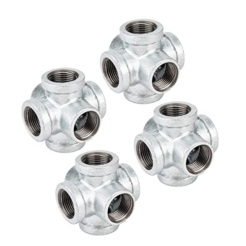 PIPE DECOR 1,9 cm (3/4 Zoll) verzinktes Eisen, 6-Wege-Armatur, 4 Stück Cover