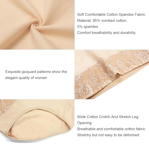 Women's Cotton Underwear High Waist Women's Briefs Tummy Control Panties Jacquard Ladies Panty Multipack4