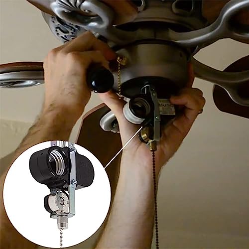 Image of Aspen Creative 21327-08-1, Ceiling Fan Light ZE-310D /ZE-109m Socket Nickel Pull Chain Switch, E27 Lamp Holder for Ceiling Fan Light