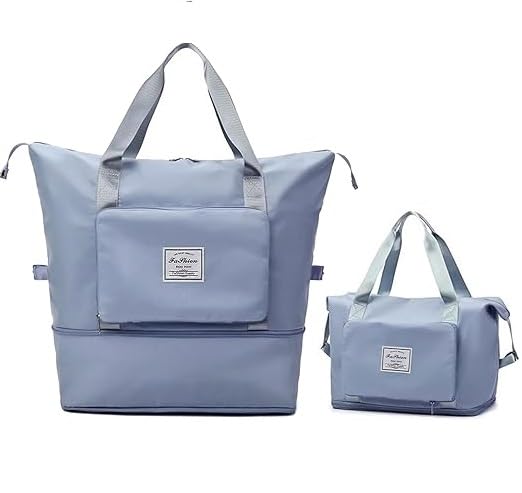 Large Capacity Travel Bag, Foldable Travel Bag, Expandable Travel Duffel Bag, Collapsible Waterproof Large Capacity Travel Handbag, Overnight Bag for Women and Man (Blue)-image-44