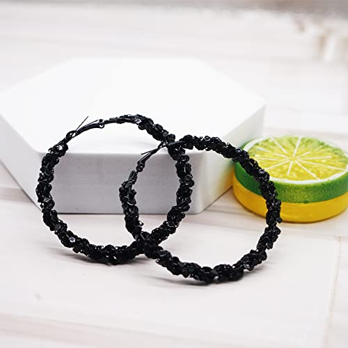 Black Hoop Earrings For Women Statement Oval Dangle Hoops Earrings Chunky Stainless Steel Black Cubic Hoop Earrings For Women Dainty Trendy Hypoallergenic Big Studs Earrings Jewelry4