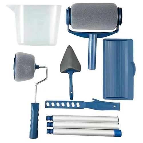 Drip-free paint roller for paints, 4-in-1 paint roller set with reservoir, edge roller, corner roller and telescopic rod for clean and precise painting