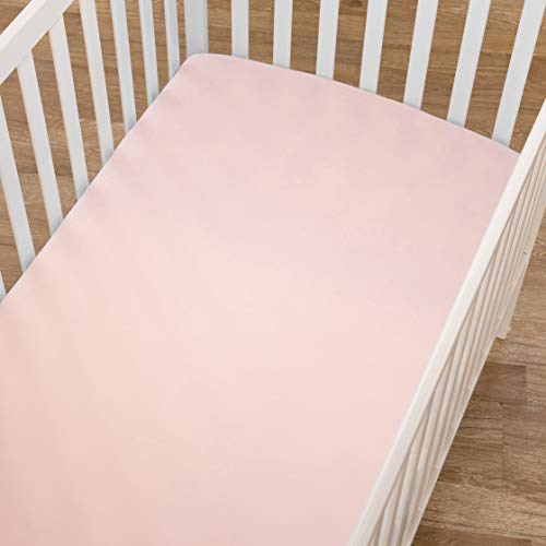Image of American Baby Company Supreme 100% Natural Cotton Fitted Crib Sheet 52 inch x 28 inch, Enhanced Thickness for Soft, Breathable & Hypoallergenic Jersey Comfort, Blush, Neutral for Boys & Girls