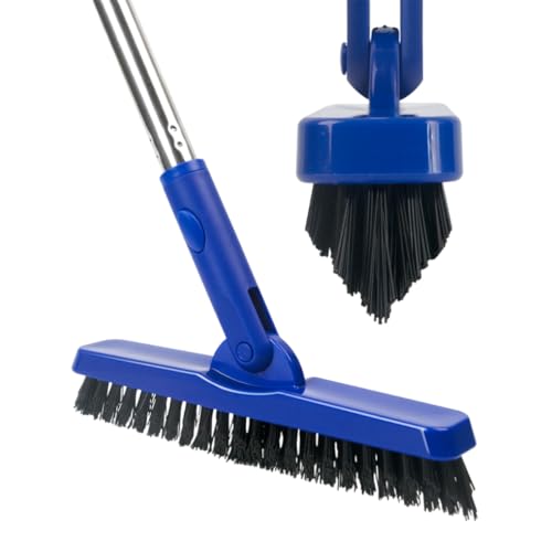 CELOX Grout Brush with Long Handle V-Shape Grout Line Scrubber with Stiff Bristle for Deep Cleaning Tile Grout Blue