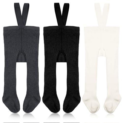Cutecrop 3 Pack Suspender Leggings Baby Infant High Waist Legging Tight Sock Toddler Winter Cotton Warm Pantyhose 0-12 Months
