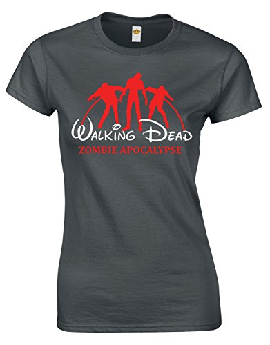 Crown Designs Walking Dead Zombie TV Show Inspired Gift for Women & Teenagers Fitted T-Shirts Tops - Charcoal/M - 8/10