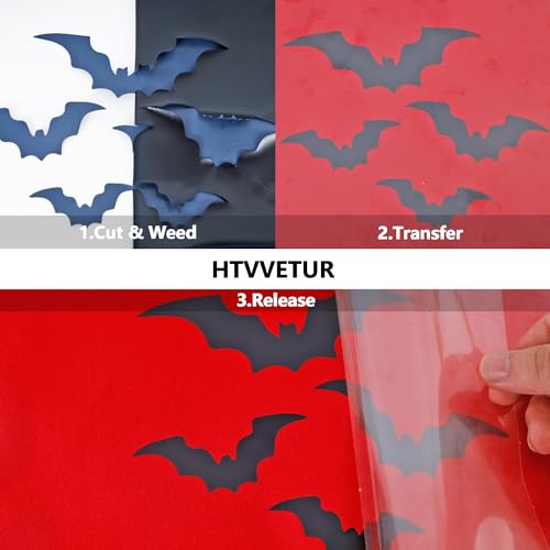 Image of HTVVETUR Heat Transfer Vinyl for T Shirt - 12 inch x 5FT Roll HTV Vinyl Iron on Vinyl, Easy to Cut & Weed (Matte Black)