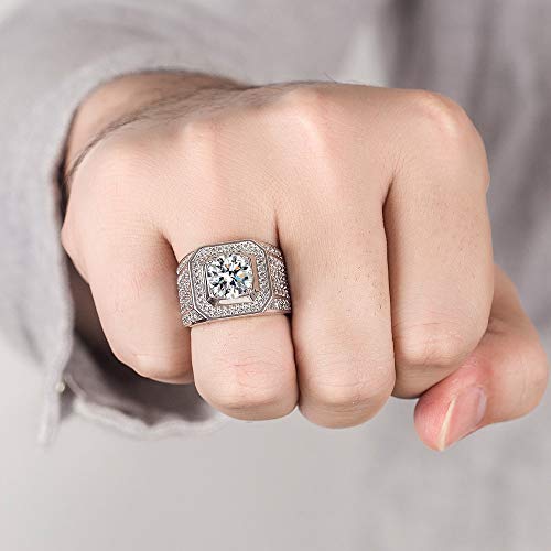 Noble Men's 925 Silver Ring-Square Cubic Zircon Inlaid-Classic Ring-Fashion Silver Jewelry-Party Accessories 8-13#3