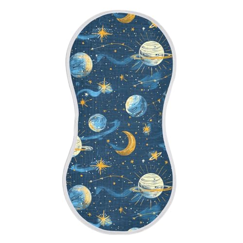 Baby Burp Cloths, Soft Absorbent Burping Cloths for Babies, Cotton Milk Spit Up Rags, Large Size for Newborns, Baby Boys and Girls (Space Planet)