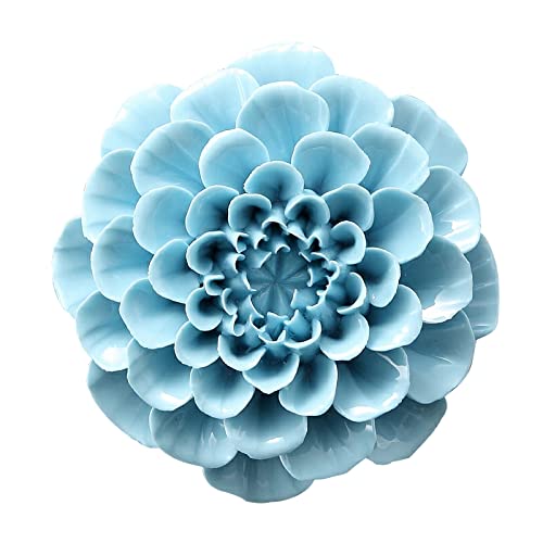 Flores de cerámica Hechas a Mano peonía Azul Rosa Escultura Artificial Colgante para el hogar decoración de Arte de Pared 3D decoración 7.5cm