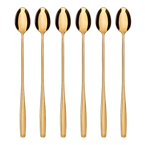 GRÄWE Latte Macchiato Löffel Set, gold, 6-teilig, lange Löffel für Cocktails & Desserts, Edelstahl, spülmaschinengeeignet, Serie Königstein