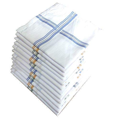 Premium Cotton White Handkerchief for Men and Boy_Set of 12 PCs_size: 44 * 44 cm