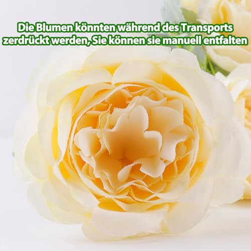 AUMAYCO 4 Bunches Pfingstrose künstliche Blumen, künstliche Rosen Bouquet, lebensechte Seide Pfingstrose Sträuße für Home Décor, Faux Seide Rosen Blumenarrangement für Party Zentrum Stück, Champagner