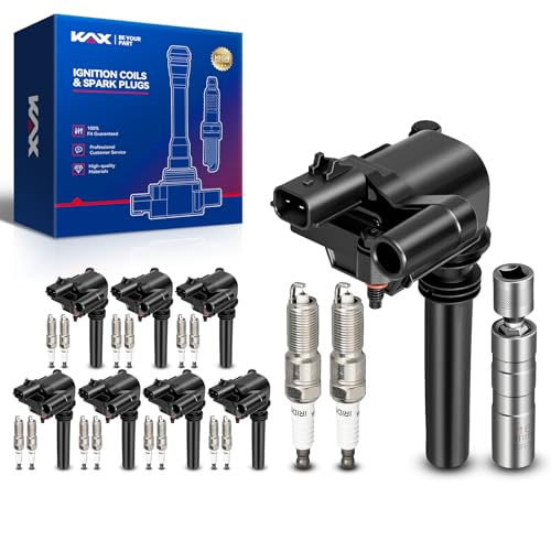 Image of KAX Ignition Coils & Spark Plugs Set Fit for Ram 1500, Durango | (w /tool) Ram 1500 2003-05 5.7L, Durango 2004-05 5.7L, Ram 2500 2003-05 5.7L, 300 2005 5.7L, Grand Cherokee 2005 5.7L UF378