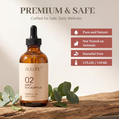 Image of Mint & Eucalyptus Essential Oils for Diffusers & Candle Making, 118ml (4 fl oz) Large Bottle, Long Lasting Fresh Scent Oil for Home Fragrance, Soap, DIY & Aromatherapy