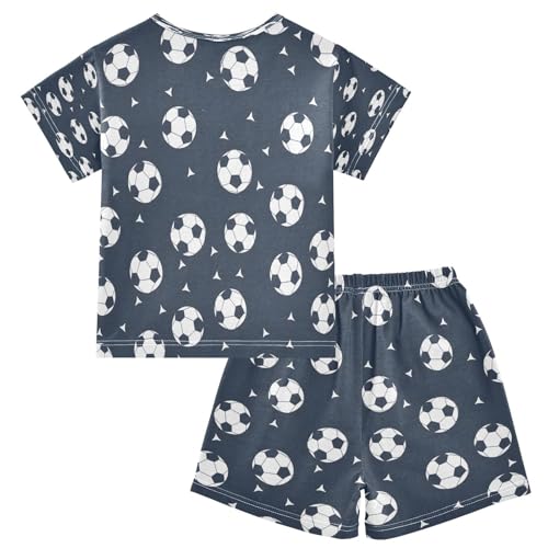 senya Short Sleeve Pajamas Sets Summer Cotton Sleepwear White Black Football2