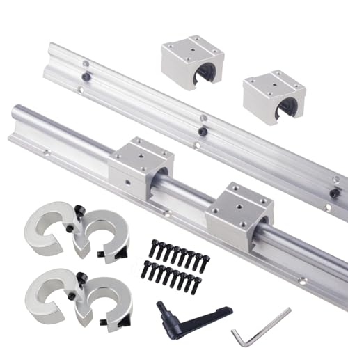 GooEquip Linearführung SBR12 400mm 2 x Linearschienen und 4 x Lagerblöcke mit SBR12 Schienenstopper, Linearschienenlänge 400 mm Linearschienen für 3D Drucker CNC Teile – Bild 5
