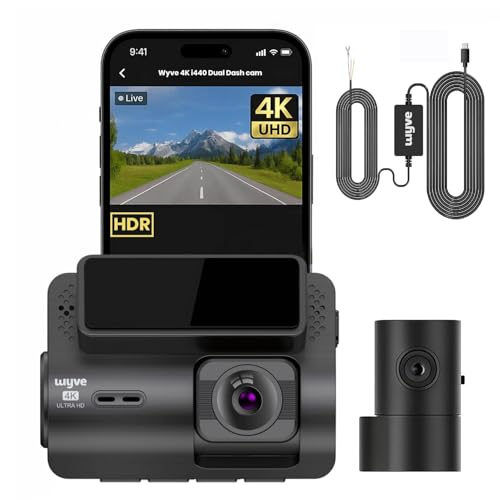 Image of Wyve i440 4K Dual Dashcam Front True 4K + Rear 1080p, Built-in GPS, WiFi, Mic, Free Parking Kit,2.0 inch IPS Display, 170 Wide Angle, App,G-Sensor,Novatek High Performance Chipset, Supports up to 256GB