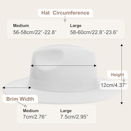 Image of KUJUHA Fedora Hats for Mens /Womens Felt FedoraHats Two Tone Wide Brim Fedora Hats Rancher Hat