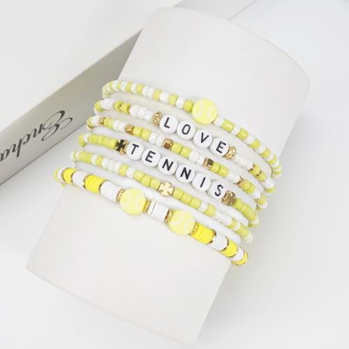 Image of Football Baseball Soccer Beaded Bracelets for Women Stackable Game Day Sports Theme Bracelet