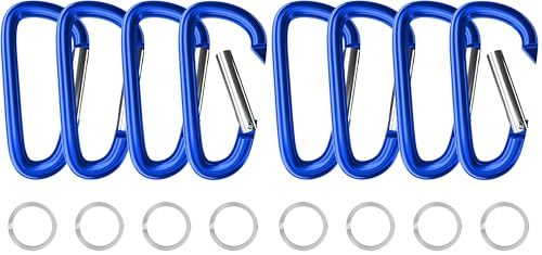 Image of sprookber 4 inch & 5 inch Extra Large Aluminum Carabiner D Ring, Caribeener Clips, Spring Snap Hook for Keychain Clip, Set of 4