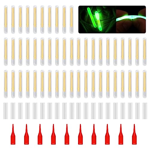 Bydezcon 50 Pcs Night Fishing Glow Stick Green Fluorescent Light Rod High Brightness Fishing Lightsticks Fits Most Float Types Night Fishing Green Fluorescent Light