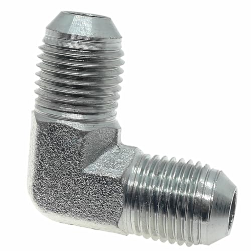 Image of 2 Pcs Hydraulic 3 /8 inch JIC (9 /16 inch-18) 37 Flare Male x 3 /8 inch JIC (9 /16 inch-18) 37 Flare Male Elbow Adapter Steel Plated