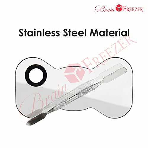 Image of Brain Freezer Shiny Makeup Palette With Stainless Steel Round Shape Spatula, 100 g (Bow Silver)