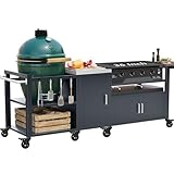 GDLF Outdoor Grill Cart for Big Green Egg& Blackstone Griddle, Metal Grill Table Compatible with Large Big Green Egg and 28"/36" Blackstone Griddle, Waterproof Cover Included