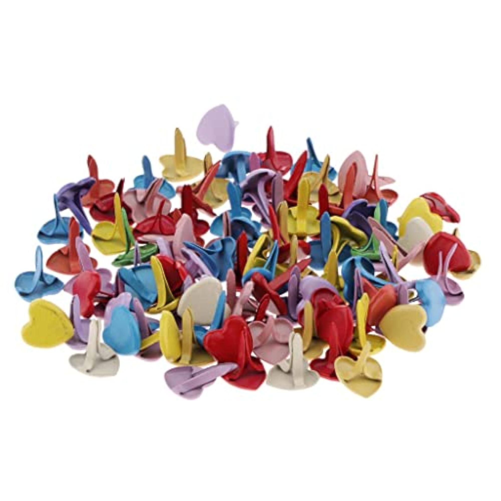 50/100 Pieces Colored Metal Heart Head Brads