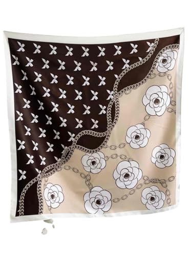 Image of Printed Poly Silken feel Scarf Stole for Women | Stylish, Soft, & Lightweight | Satin Feel Neck Scarf, Hair Scarf, Head Scarf for Women | Square Silk Stole for Handbag