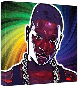 Buy Yung Joc - Pop Art Print (Multicolour; Psychedelic Swirl Background) 50 x 50 x 2 cm Large Square Deep Box Canvas — BookShops.in