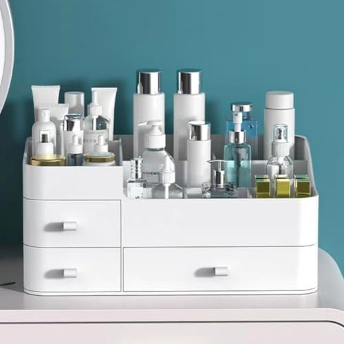 MIUOPUR White Makeup Organizer for Vanity, with 3 Drawers, Large ...