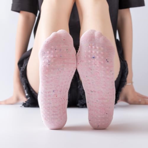 Image of Yoga Pilates Socks with Grips Band for Women Non Slip Cushioned Low Cut Socks for Dance Barre Ballet