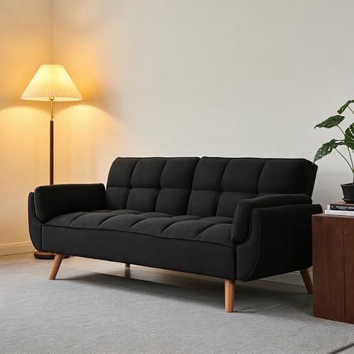 ERYE 75-Inch Linen Tufted Upholstered Futon Sofabed for Bedroom Living Room, Modern Convertible...