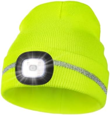 MELASA Reflective Stripe LED Beanie Safety High Visibility Winter...