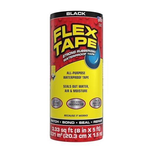 Flex Tape, 8 in x 5 ft, Black, Original Thick Flexible Rubberized Waterproof Tape - Seal and Patch Leaks, Works Underwater, Indoor Outdoor Projects - Home RV Roof Plumbing and Pool Repairs