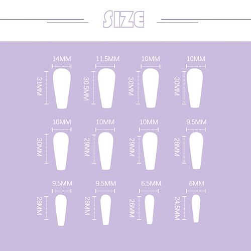 Miniatura 2 de diduikalor 24 uñas postizas de San Valentín a presión con forma de ataúd de corazón uñas mate con diseños de tira juegos de uñas postizas de