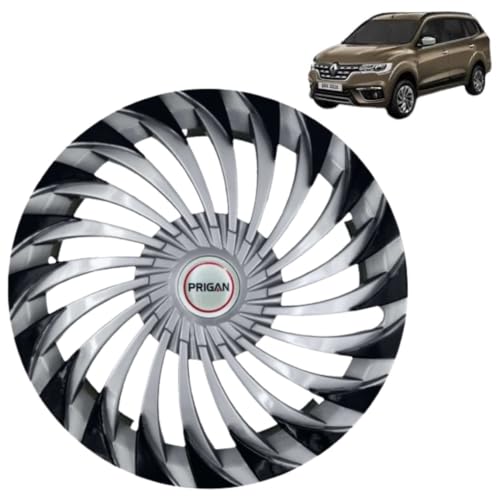 Image of PRIGAN Wheel Cover for TRIBER 15 Inch Silver Black Wheel Cap (Available in 15 Inch) (Set of 4 Pcs) (Press Fitting) Model- Swing DC-15