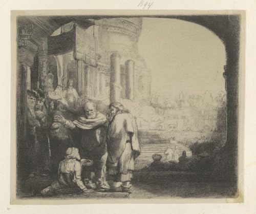 Toile Rembrandt Pierre et Jean guérissant un infirme affiche 60x90cm