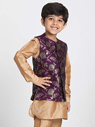 Image of JBN Creation Black Cotton Silk Blend Boys Nehru Modi Jacket