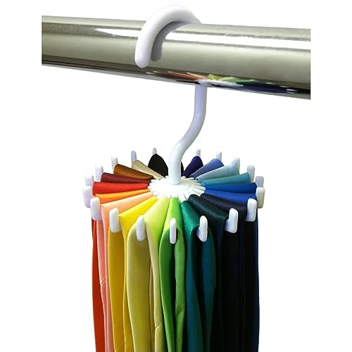 Alipis Perchero Organizador De Corbatas y Pañuelos Giratorio Grados Plástico Duro Antideslizante Blanco Capacidad para Instalación para Armarios Pequeños