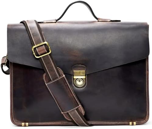 LUXEORIA Leather Briefcase Shoulder Bag for Women & Men, Over the Shoulder Bag for Women Crossbody & Mens Briefcase Office Bag for Travel | Classy - Brown