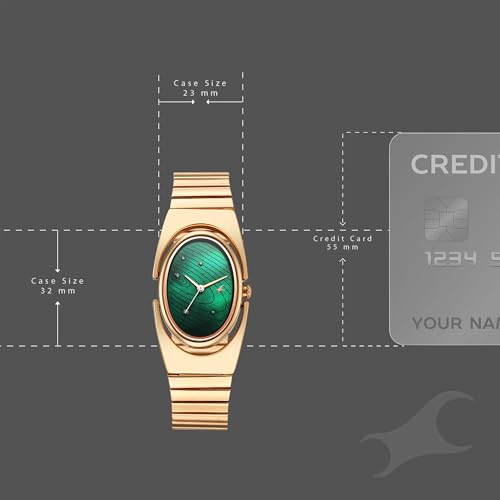 Image of Fastrack UFO Quartz Green Shaped Dial Girls Watch | Rose Gold Colour Band | Watches for Girls Analog - 6318WM02