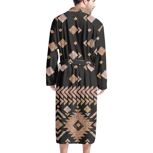 GIFTPUZZ Men's Bathrobe Warm Kimono Robe with Pockets Sleepwear Lounge Robes Full Length Waist Belt Self Tie Nightgown2