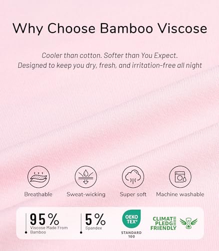 Image of NACHILA Pajamas for Women-Viscose Made from Bamboo,Satin Crew Neck Pajama Sets Short Sleeve Pjs with Capri Pants