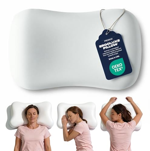 ERGOLUXE Oreiller Ergonomique Cervical à Mémoire de Forme - Coussin Orthopédique pour Douleurs Nuque et Cervicales - Idéal Dormeurs Côté, Dos et Ventre -...