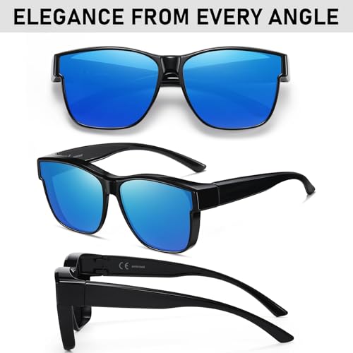 Image of GEGURI Polarized Sunglasses Fit Over Glasses for Men Women, Oversized Square Sun Glasses UV400 Protection Shades